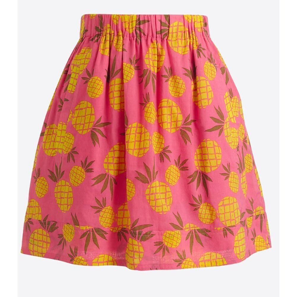 J. Crew Women's Cotton Pineapple Printed Fun Mini Skirt - L